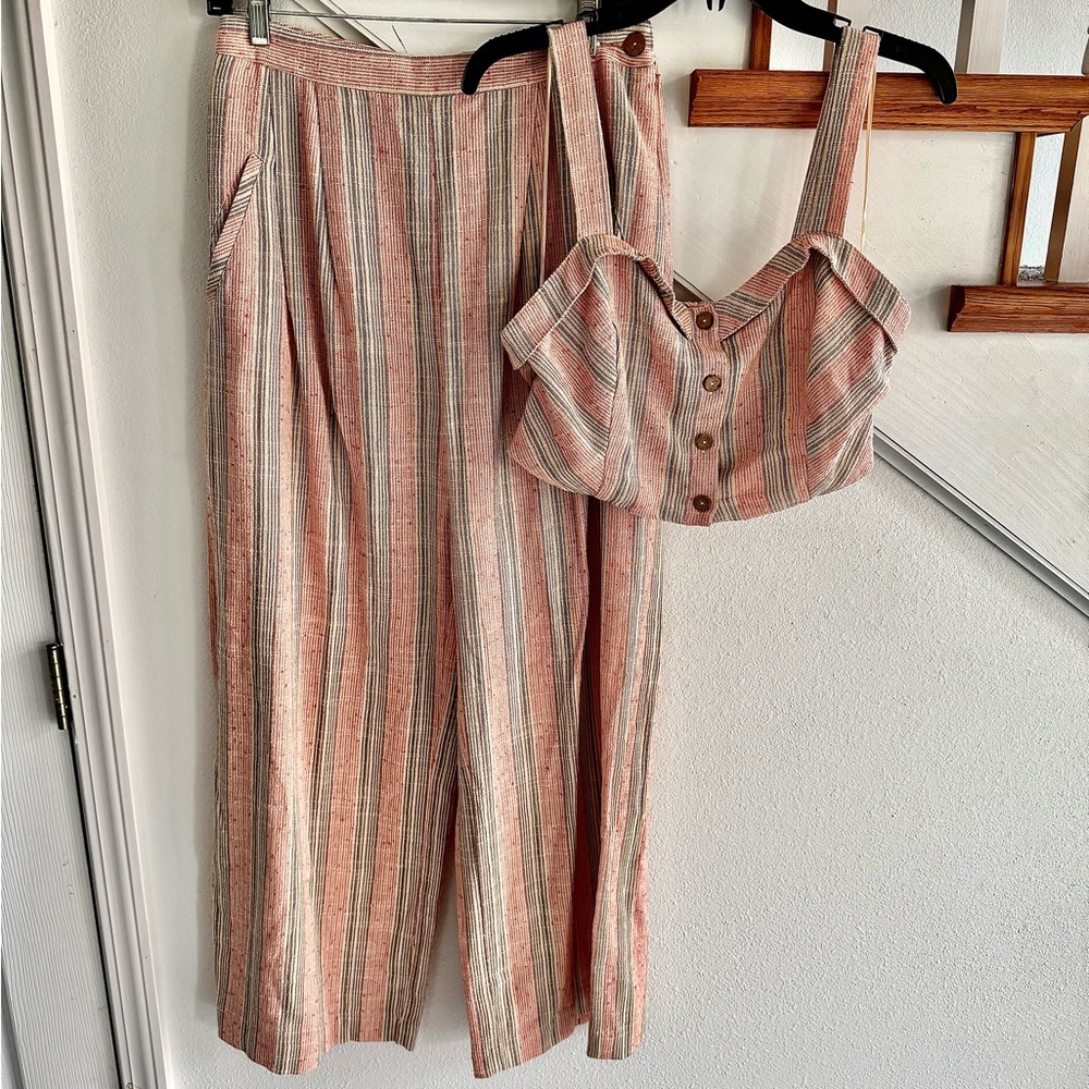 FREE PEOPLE  striped Pink and Cream Women's Jumpsuit new
